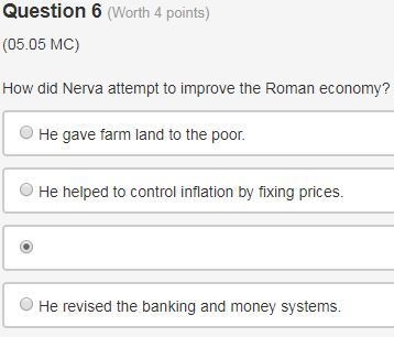 How did Nerva attempt to improve the Roman economy? He gave farm land to the poor-example-1