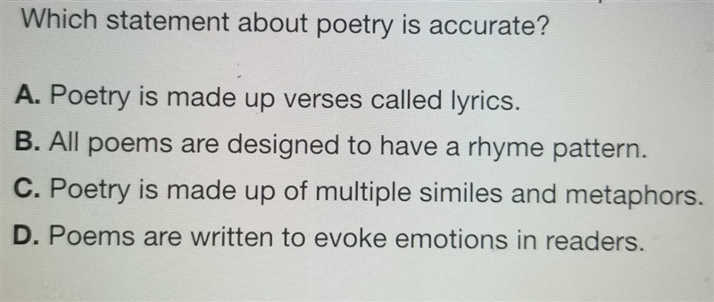 Which statement about poetry is accurate?-example-1