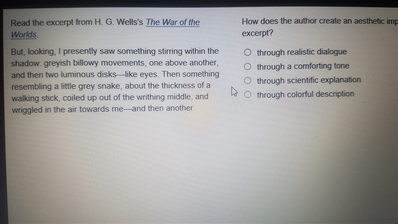 How does the author use tone to create an aesthetic impact in the excerpt-example-1