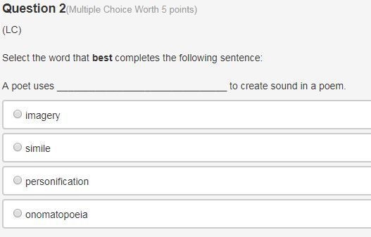 Select the word that best completes the following sentence: A poet uses _______________________________ to-example-1