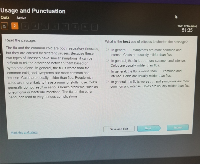 Read the passage: What is the best use of ellipses?-example-1