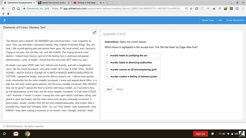 Select the correct answer. Which theme is highlighted in this excerpt from “The Tell-example-1