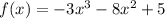 f(x)=-3 x^(3) -8 x^(2) +5