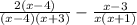 (2(x-4))/((x-4)(x+3)) - (x-3)/(x(x+1))