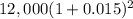 12,000(1+0.015)^(2)