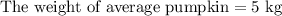 \text{The weight of average pumpkin}=5\text{ kg}