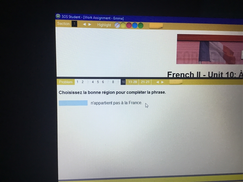 Would someone help me with my French? Thank you! Multiple choice 7: a) le b) en c-example-2