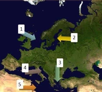 The arrow labeled with the number 5 on the map above is pointing to the __________ Sea-example-1