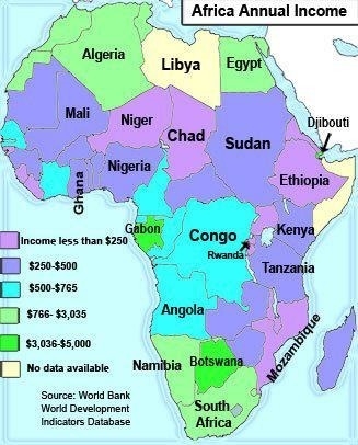 Based on the map, which of the following countries has the highest annual income per-example-1