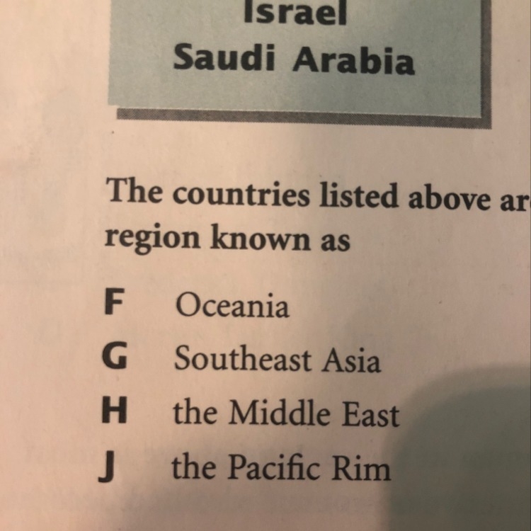 Jordan Israel Saudi Arabia are in what region-example-1