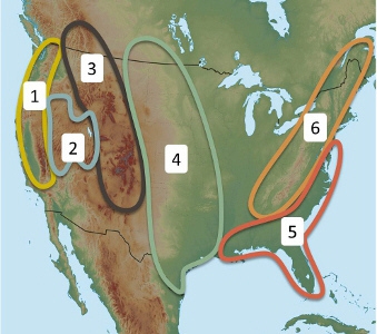 The region labeled with the number 4 on the map is known as the __________. A. Great-example-1