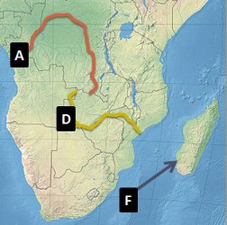 HELP ASAP PLEASE What is the name of the landform located at arrow F on the map above-example-1