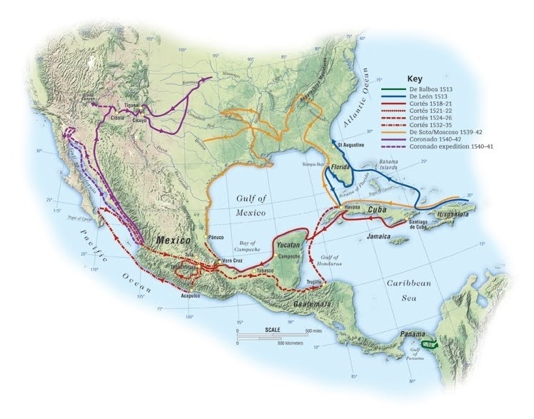 82 POINTS PLZZ HELP......The map below shows the routes of several famous conquistadors-example-1