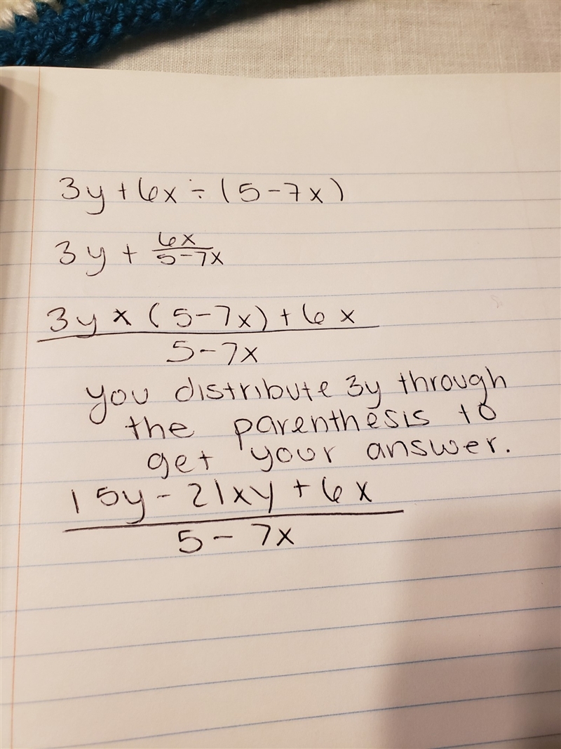 What is 3y+6x ÷(5-7x)= plz help-example-1