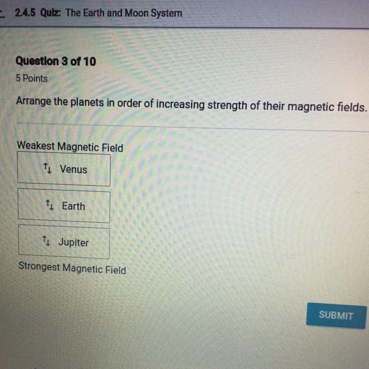 Arrange the planets in order of increasing strength of their magnetic fields.-example-1