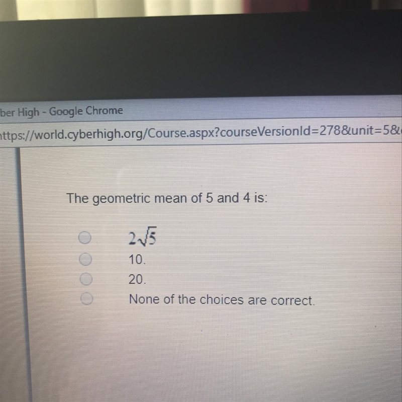 What is the geometric mean of 5 and 4-example-1