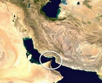 The body of water circled on the map above is called the __________. A. Strait of-example-1