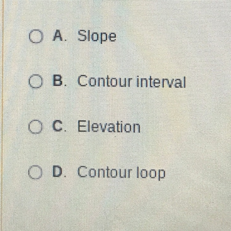 What is The name for the elevation difference in between two adjacent contour lines-example-1