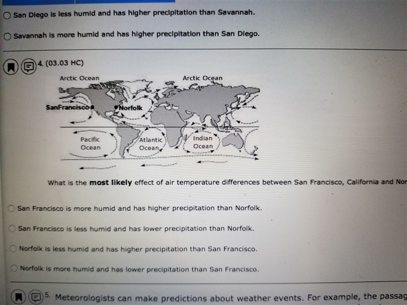 What is the most likely effect of air temperature differences between San Francisco-example-1