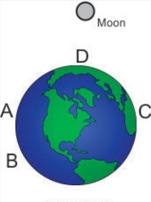 Look at the diagram shown below Which of these locations on Earth will most likely-example-1