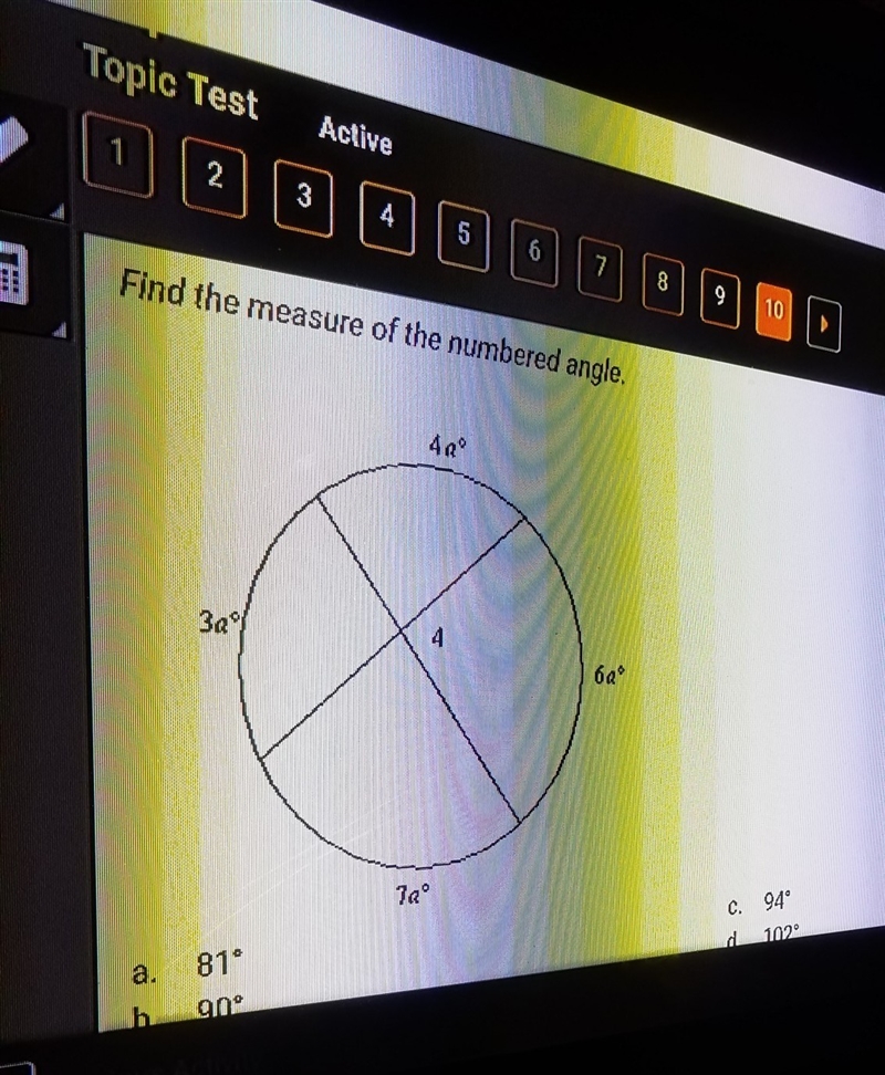 Find the measure of the numbered angle-example-1