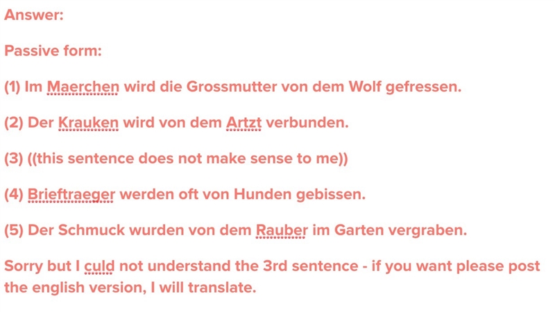 1. Im Mätchen frisst der Wolf die Großmutter. 2. Der Arzt verbindet den Krauken. 3. Den-example-1