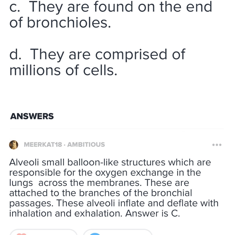 Which of the following BEST describes what alveoli are?-example-1