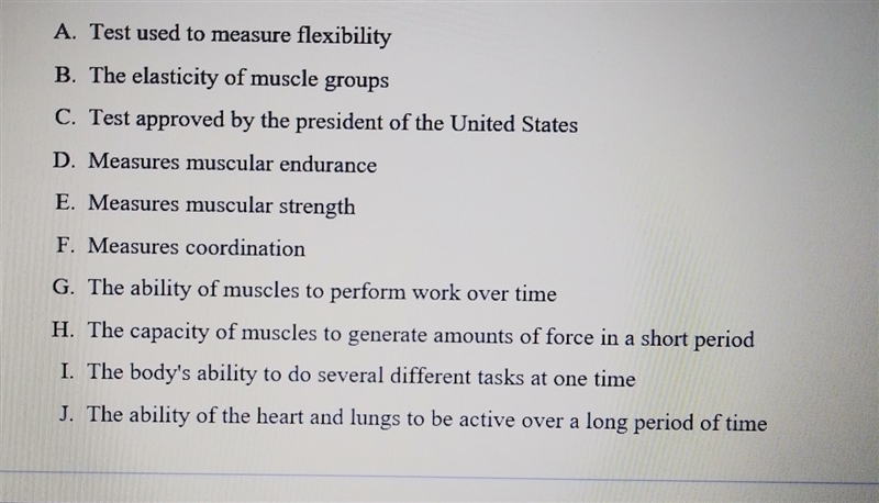 1 presidential fitness test 2 muscular endurance 3 muscular strength 4 cardiovascular-example-1