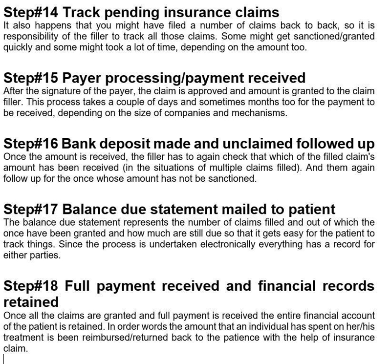 Describe each basic step of the insurance claim life cycle? 18 steps-example-1