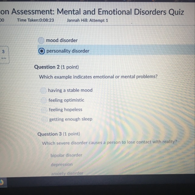 Which example indicates emotional or mental problems-example-1