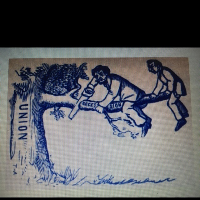 Why might the cartoonist have used a tree and branch to illustrate the south’s secession-example-1