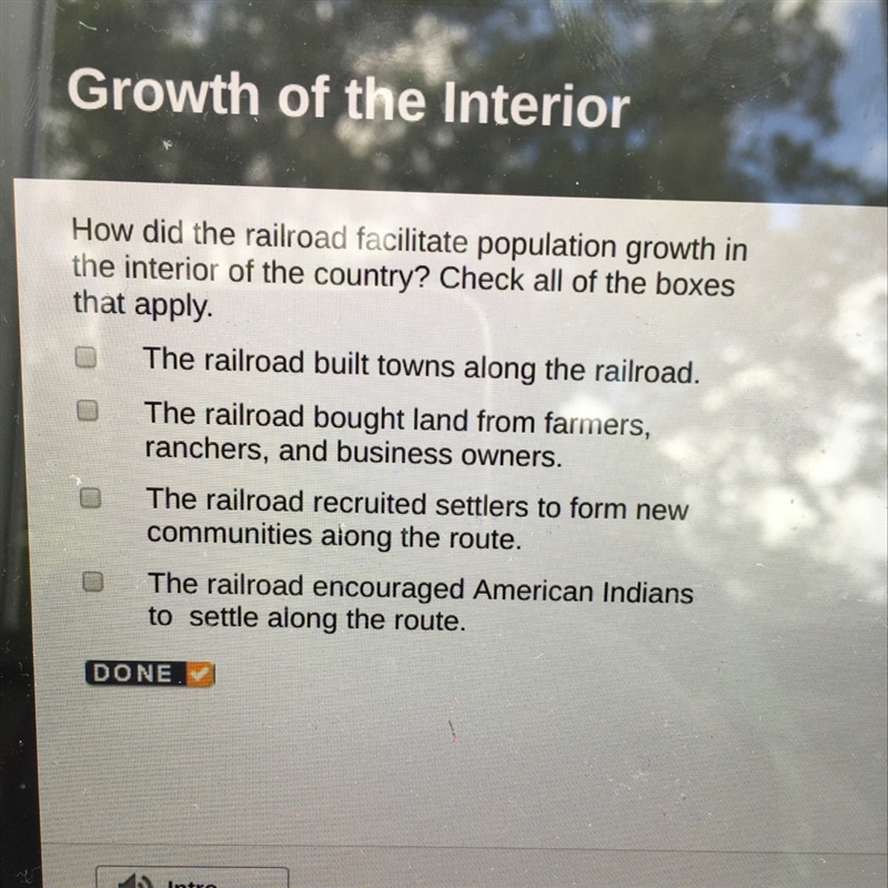 how did the railroad facilitate population growth in the interior of the country? Check-example-1