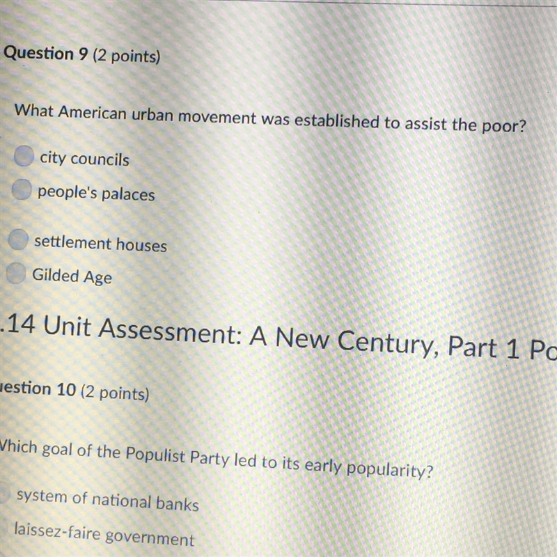 What American urban movement was established to assist the poor?-example-1