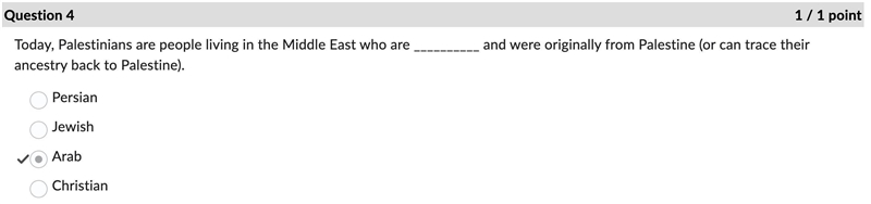 Today, Palestinians are people living in the Middle East who are __________ and were-example-1