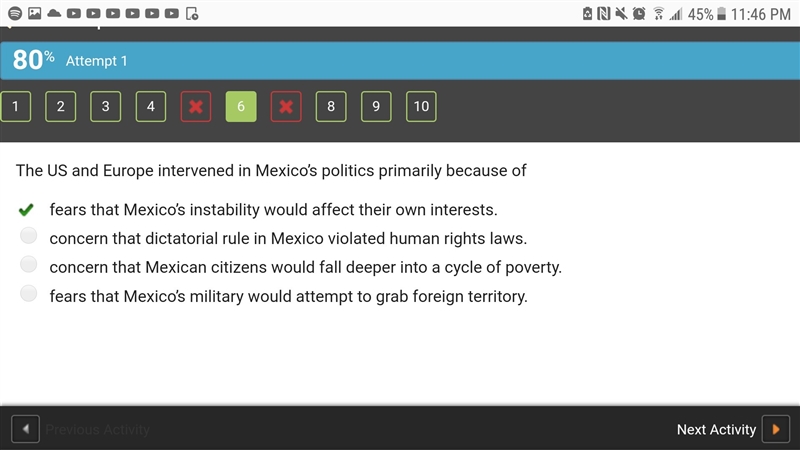 The US and Europe intervened in Mexico’s politics primarily because of fears that-example-1