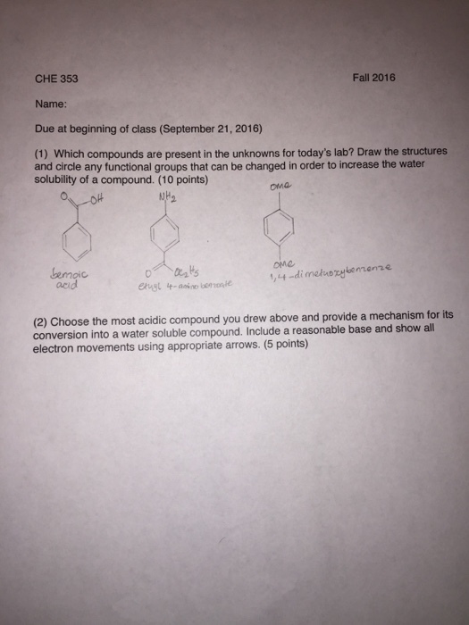 Which compounds arepresent in the unknowns for today's lab?-example-1