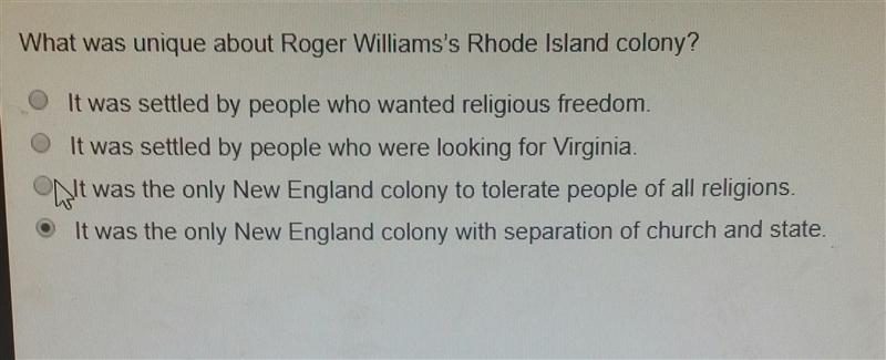 What was unique about roger Williams Rhode island colony?-example-1