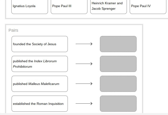 Match the famous personalities to their contributions during the Counter-Reformation-example-1