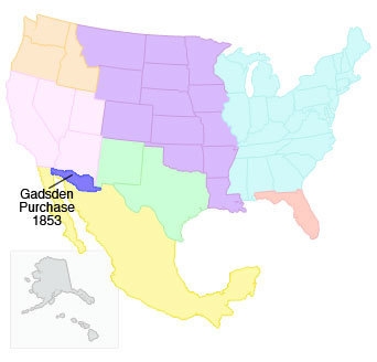 On the map above, review the territory gained by the United States through the Gadsden-example-1