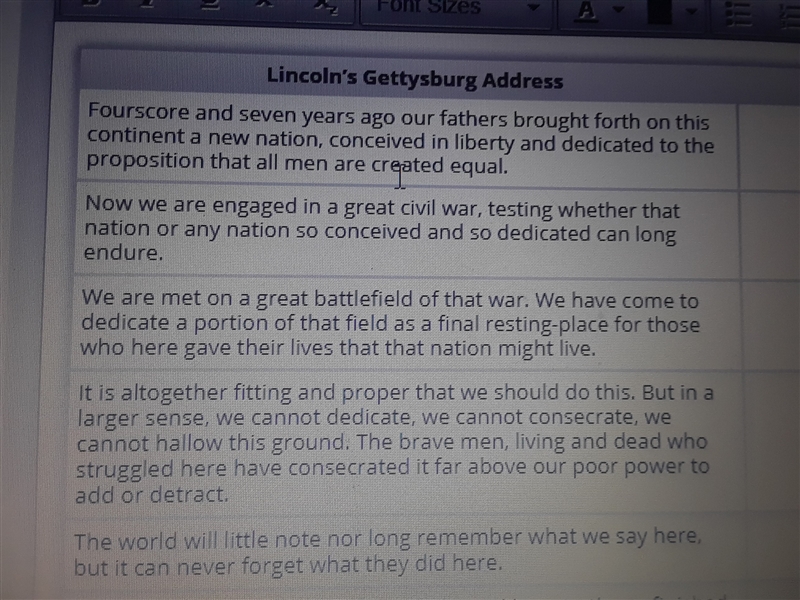 Lincoln's Gettysburg Address summarized there 5 list summarize each on in one sentence-example-1