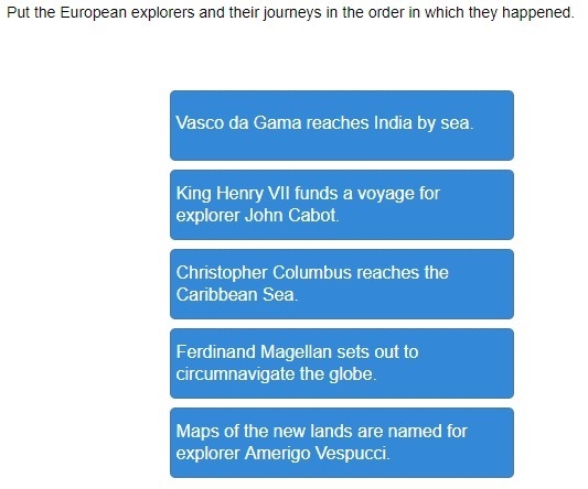 I need help asap! 20 POINTS Put the European explorers and their journeys in the order-example-1