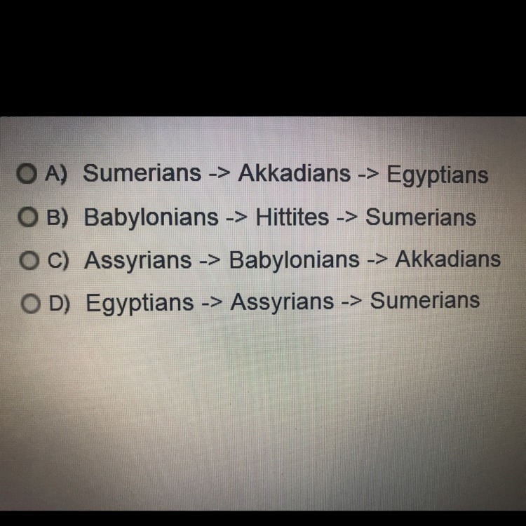 Which of the following is the correct chronology I have early floodplain civilizations-example-1