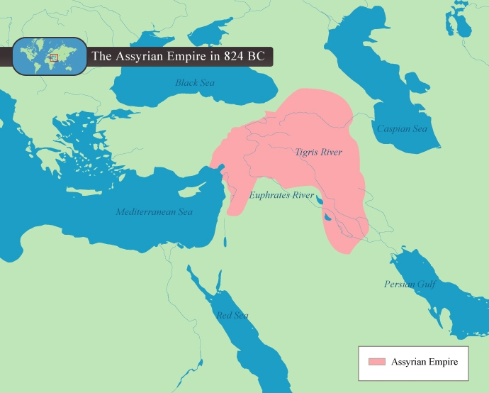 Study these maps. Based on the maps, what conclusion can be drawn about the Assyrian-example-1