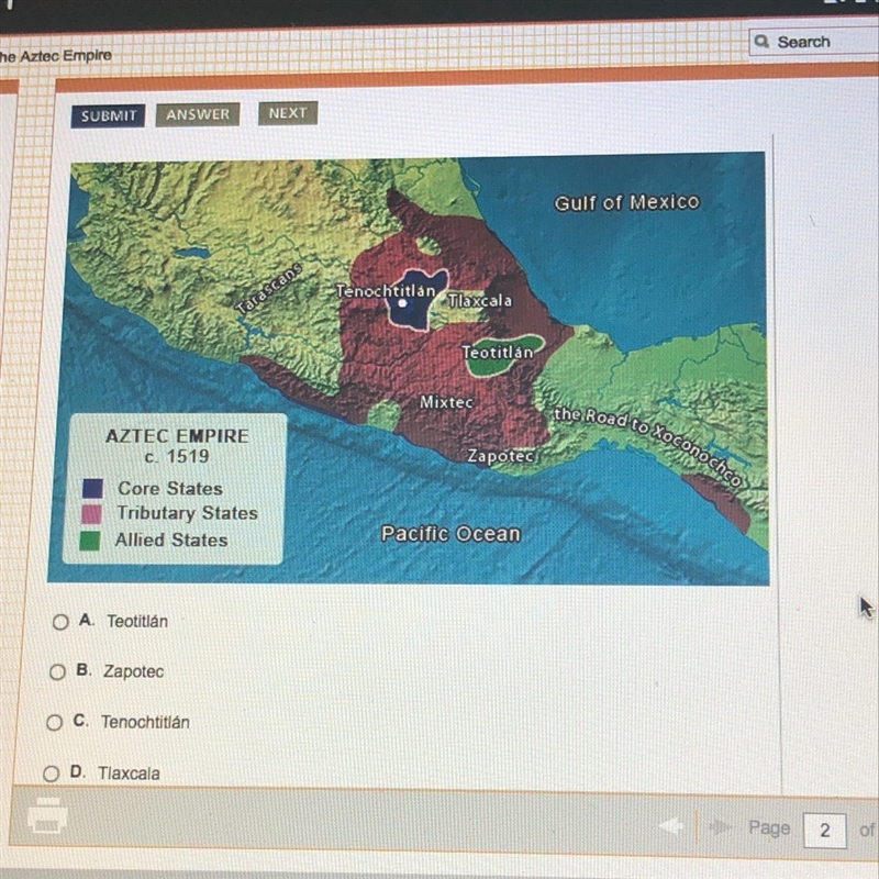 Based on the map, which of these states was an allied state of the Aztec empire-example-1