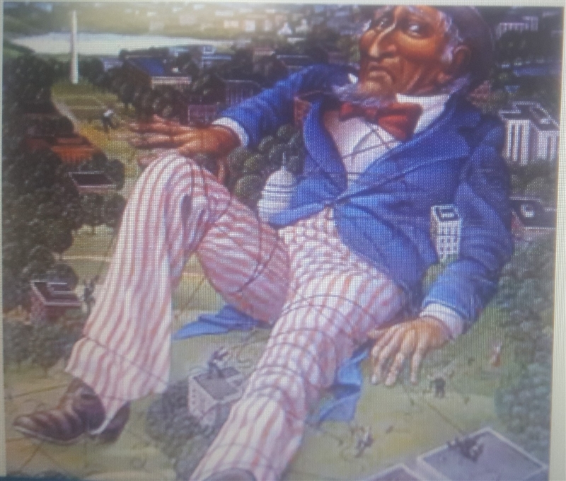 What does this picture of uncle Sam being tied down represent?-example-1