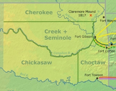 The map attached shows how Indian Territory was divided among the Five Tribes after-example-1