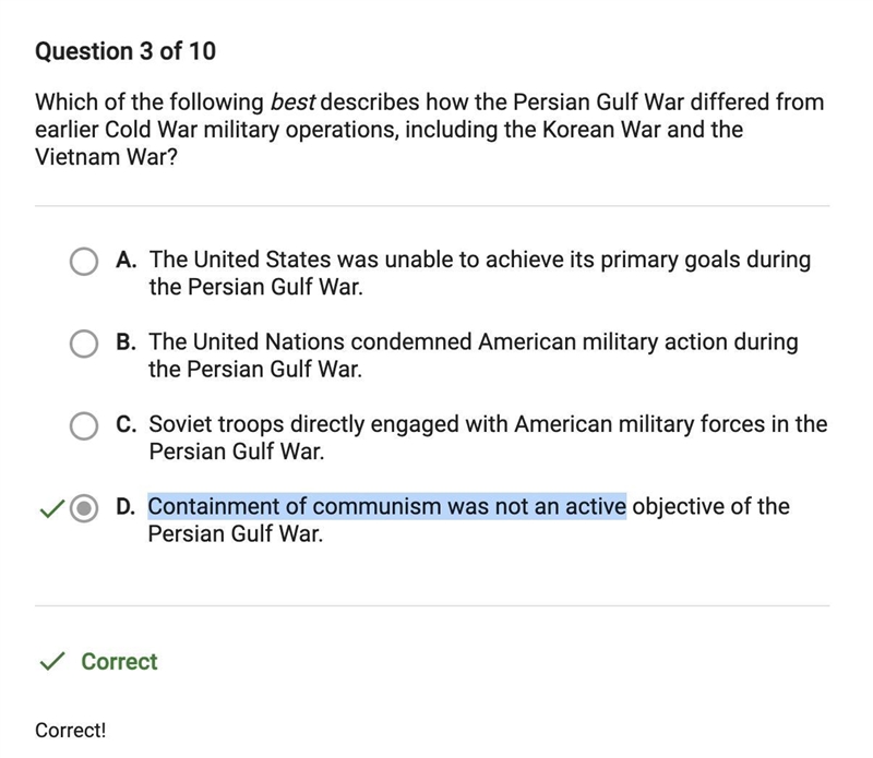 Which of the following best describes how the Persian Gulf War differed from earlier-example-1