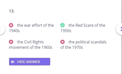 Senator Joseph McCarthy was BEST known for his involvement in which event? A) the-example-1