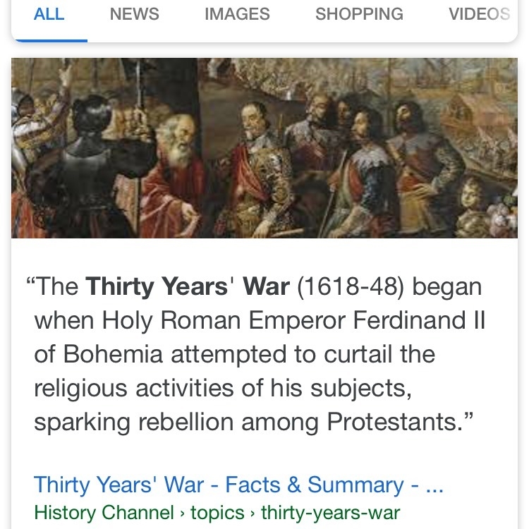 What was the original cause of the thirty years war in Europe-example-1