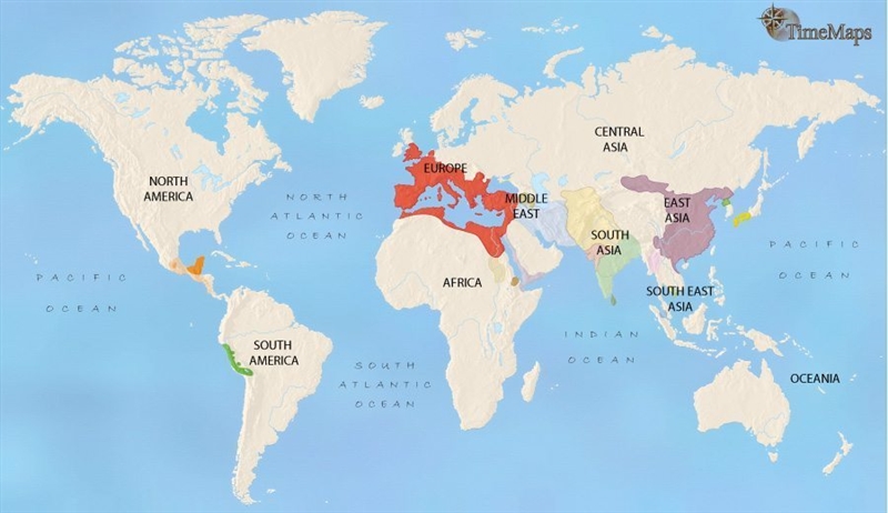 Which two civilizations controlled the greatest amount of land in 200 CE-example-1